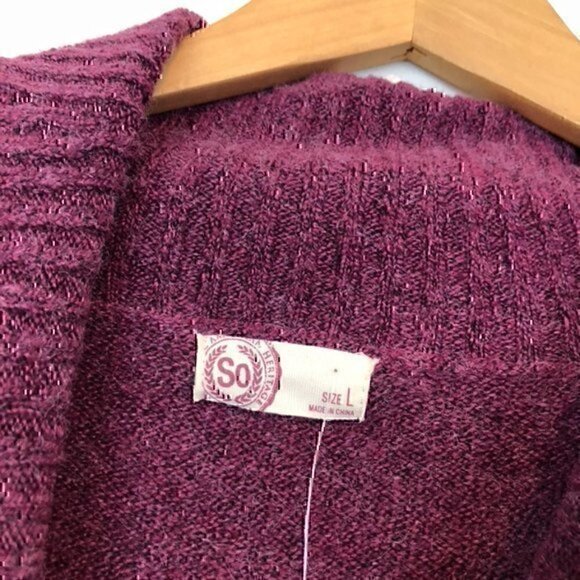 NEW NWT SO Mossy Cowl Neck Tunic Sweater Berry Pink Polyester Knit JUNIORS Large - Picture 5 of 9